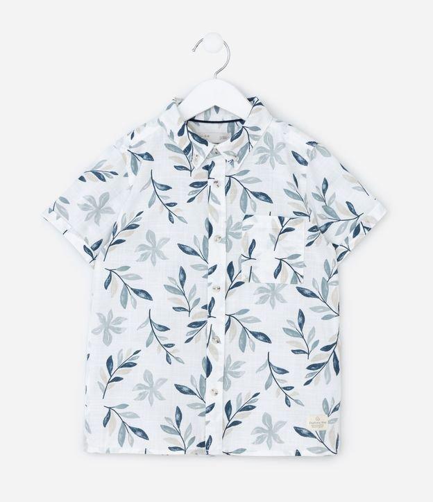 Camisa Infantil em Algodão com Estampa de Folhagens - Tam1 a 6 Anos - 1