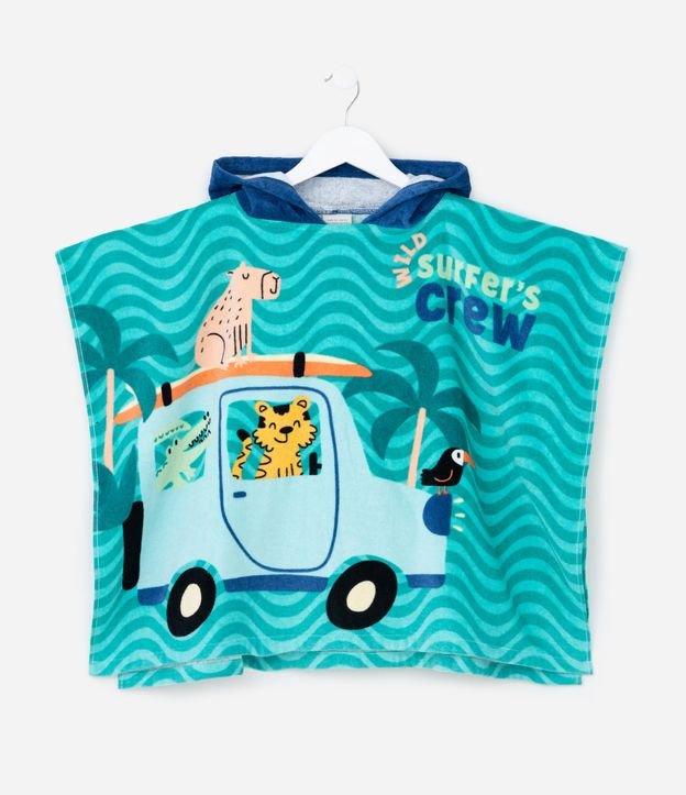 Poncho Infantil Atoalhado com Capuz e Estampa de Animais  - Tam U - 1