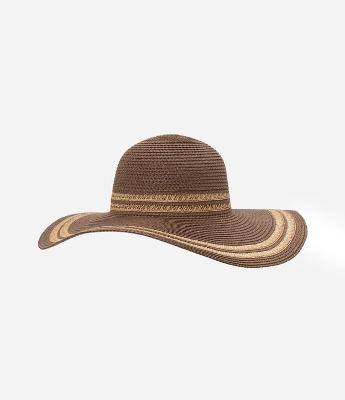 Chapéu de Palha com Aba Grande com Detalhamento Bicolor