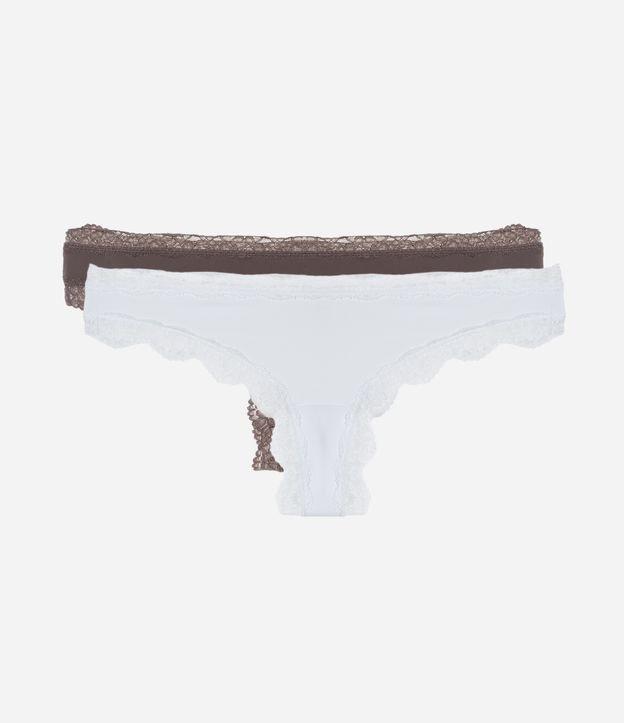 Kit 02 Calcinhas Biquíni Fio em Microfibra com Detalhes em Renda - 1