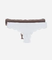 Kit 02 Calcinhas Biquíni Fio em Microfibra com Detalhes em Renda - 1