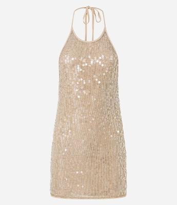 Vestido Curto Ajustado em Viscolycra com Paetês