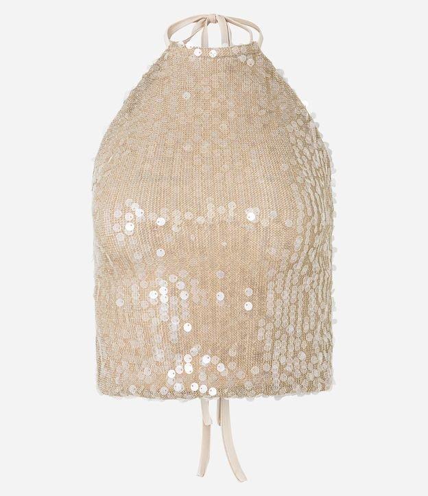 Blusa Frente Única em Paetê com Amarração nas Costas - 1