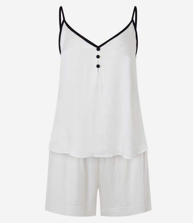 Pijama Short Doll em Cetim de Viscose com Viés Contrastante - 1