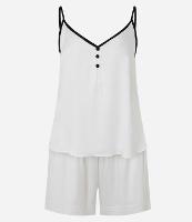 Pijama Short Doll em Cetim de Viscose com Viés Contrastante - 1