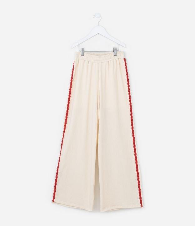 Calça Infantil Wide Leg em Anarruga com Aplicação de Sianinha - Tam 7 a 14 Anos - 1
