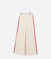 Calça Infantil Wide Leg em Anarruga com Aplicação de Sianinha - Tam 7 a 14 Anos - 1