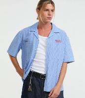 Camisa Boxy em Tricoline com Estampa Listrada e Lettering Nide Range Solutions - 1