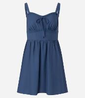 Vestido Reto Curto em Viscose com Recorte de Renda - 1