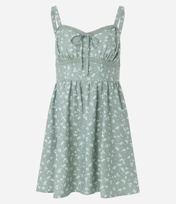 Vestido Reto Curto em Viscose com Estampa Floral Liberty