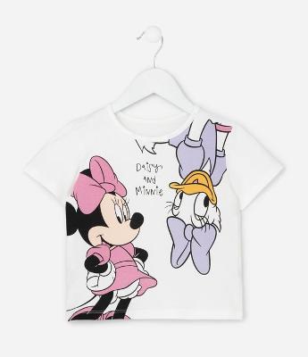 Camiseta Infantil com Estampa Minnie e Margarida - Tam 1 a 6 Anos