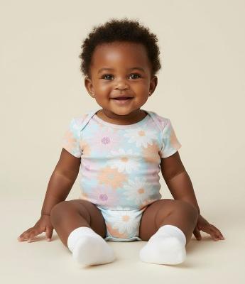 Body Infantil com Estampa Floral  - Tam 0 a 18 Meses