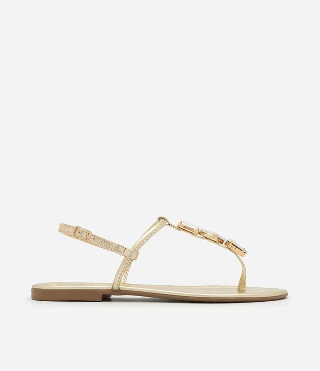 Sandália Rasteira com Tiras Finas e Pedras - 1