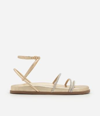 Sandália Rasteira Sport Sandal com Tiras de Brilho