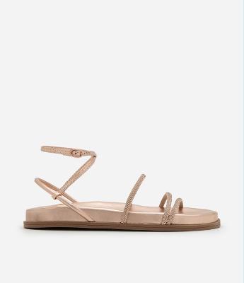 Sandália Rasteira Sport Sandal com Tiras de Brilho