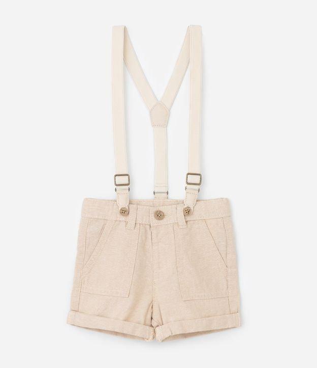 Bermuda Infantil em Linho com Suspensório - Tam 0 a 18 Meses - 1
