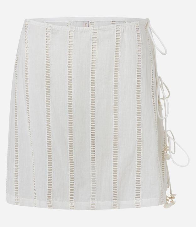 Saída de Praia Saia Curta com Detalhe Laise e Laços Laterais - 1