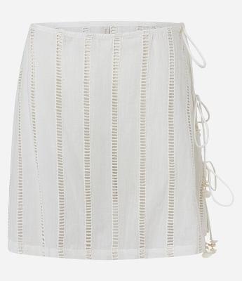 Saída de Praia Saia Curta com Detalhe Laise e Laços Laterais