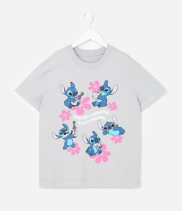 Camiseta Infantil com Estampa Stitch com Flores Havaianas - Tam 5 a 14 Anos - 1