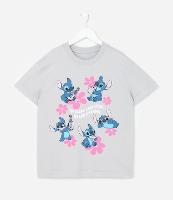 Camiseta Infantil com Estampa Stitch com Flores Havaianas - Tam 5 a 14 Anos - 1