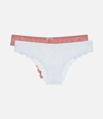 Kit 02 Calcinhas Biquíni em Renda Floral