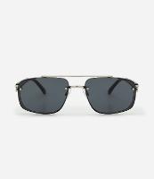 Óculos de Sol Quadrado em Metal Três Peças com Ponte Dupla - 1