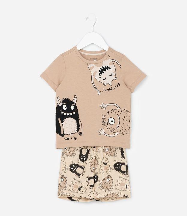 Pijama Curto Infantil com Estampa de Monstrinhos - Tam 2 a 6 Anos - 1