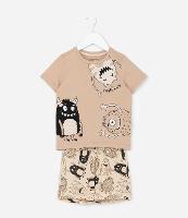 Pijama Curto Infantil com Estampa de Monstrinhos - Tam 2 a 6 Anos - 1