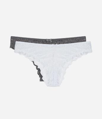 Kit 02 Calcinhas Biquíni em Renda Floral Rústica