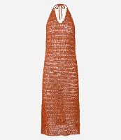 Saída de Praia Vestido em Crochê com Aviamento de Madeira - 1