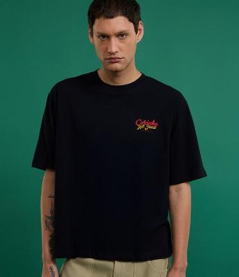 Camiseta Boxy em Algodão com Estampa Lettering Coxinha