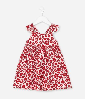 Vestido Infantil em Viscose com Estampa Floral - Tam 1 a 6 Anos