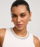 Blusa Canelada em Tricô com Colar de Strass na Gola - 2