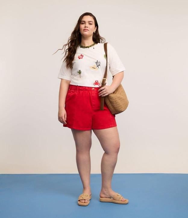 Short Comfy em Sarja com Cós Elástico e Botão Tartaruga Curve & Plus Size - 1