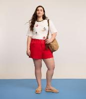 Short Comfy em Sarja com Cós Elástico e Botão Tartaruga Curve & Plus Size - 1