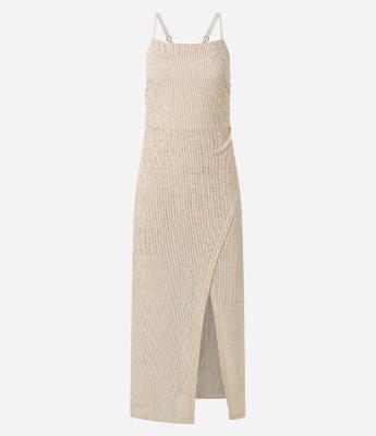 Vestido Longo Transpassado com Alça Fina e Costa Transpassada