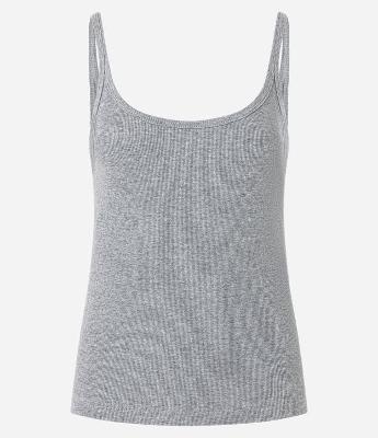 Blusa Canelada em Ribana com Decote U e Alça Fina