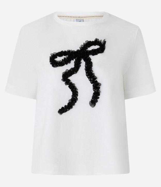 Camiseta T-shirt em Algodão com Laço em Alto Relevo - 1