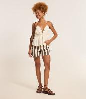 Short em Sarja com Passantes e Listras Largas - 1