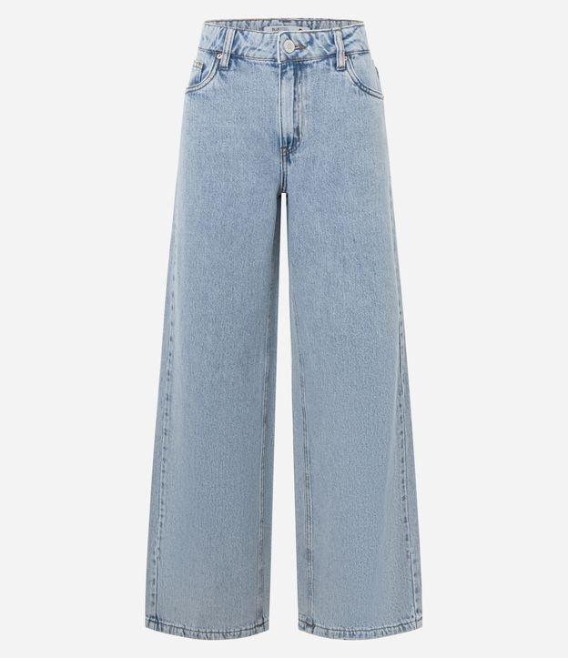 Calça Wide Leg Cintura Baixa em Jeans com 05 Bolsos - 1