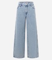 Calça Wide Leg Cintura Baixa em Jeans com 05 Bolsos - 1