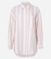 Camisa Alongada em Viscolinho com Listras Verticais - 1