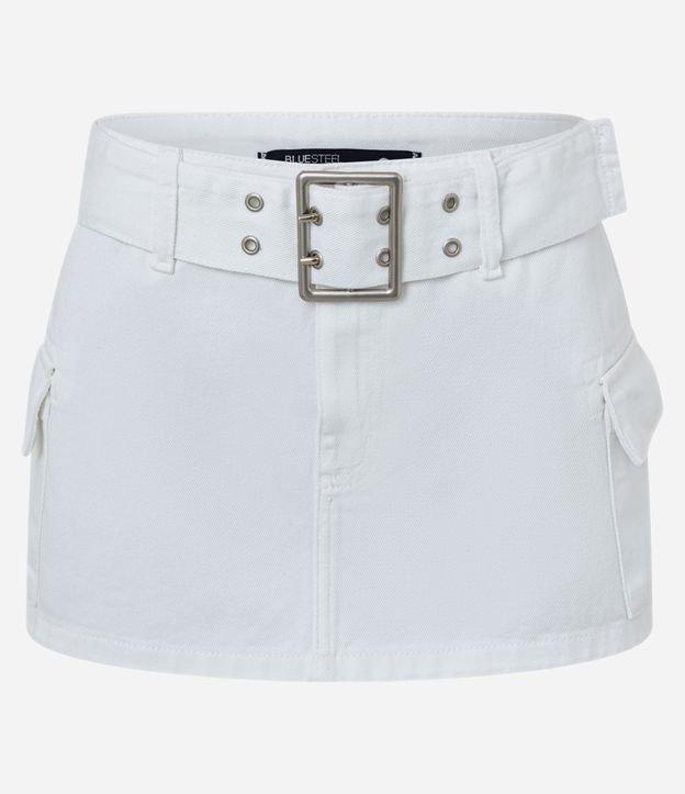 Minissaia Cintura Baixa em Sarja com Cinto Afivelado - 1