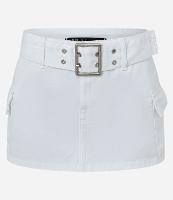 Minissaia Cintura Baixa em Sarja com Cinto Afivelado - 1