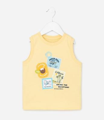 Regata Infantil com Estampa de Selos Tropicais - Tam 1 a 6 Anos