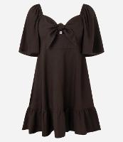 Vestido Evasê Curto em Viscolinho com Nó no Decote - 1