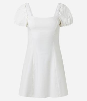 Vestido Curto em Bengaline com Manga Bufante