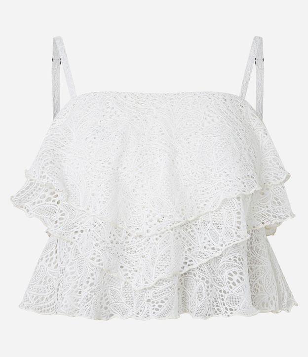 Blusa em Renda com com Babados e Alças Rabo de Rato - 1