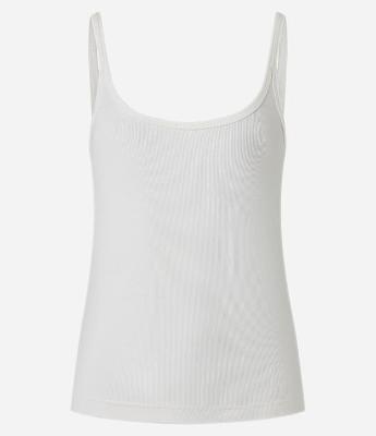 Blusa Canelada em Ribana com Decote U e Alça Fina