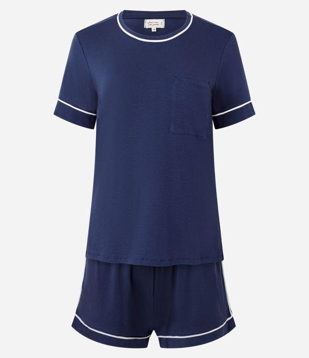 Pijama Short Doll em Viscolycra com Detalhes Contrastantes - 1
